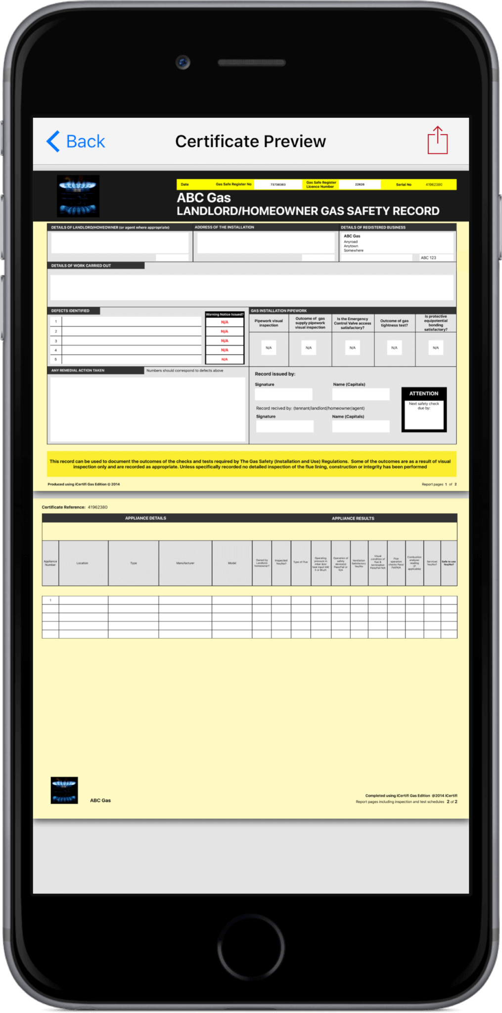 Gas Safe Certificates iCertifi